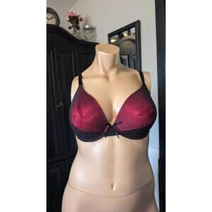 Curvation Black & Deep Red Lace Underwire Bra – Size 42DD